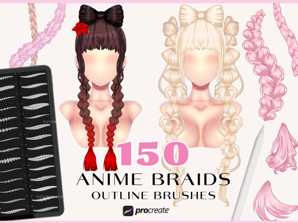 Anime braids brushes