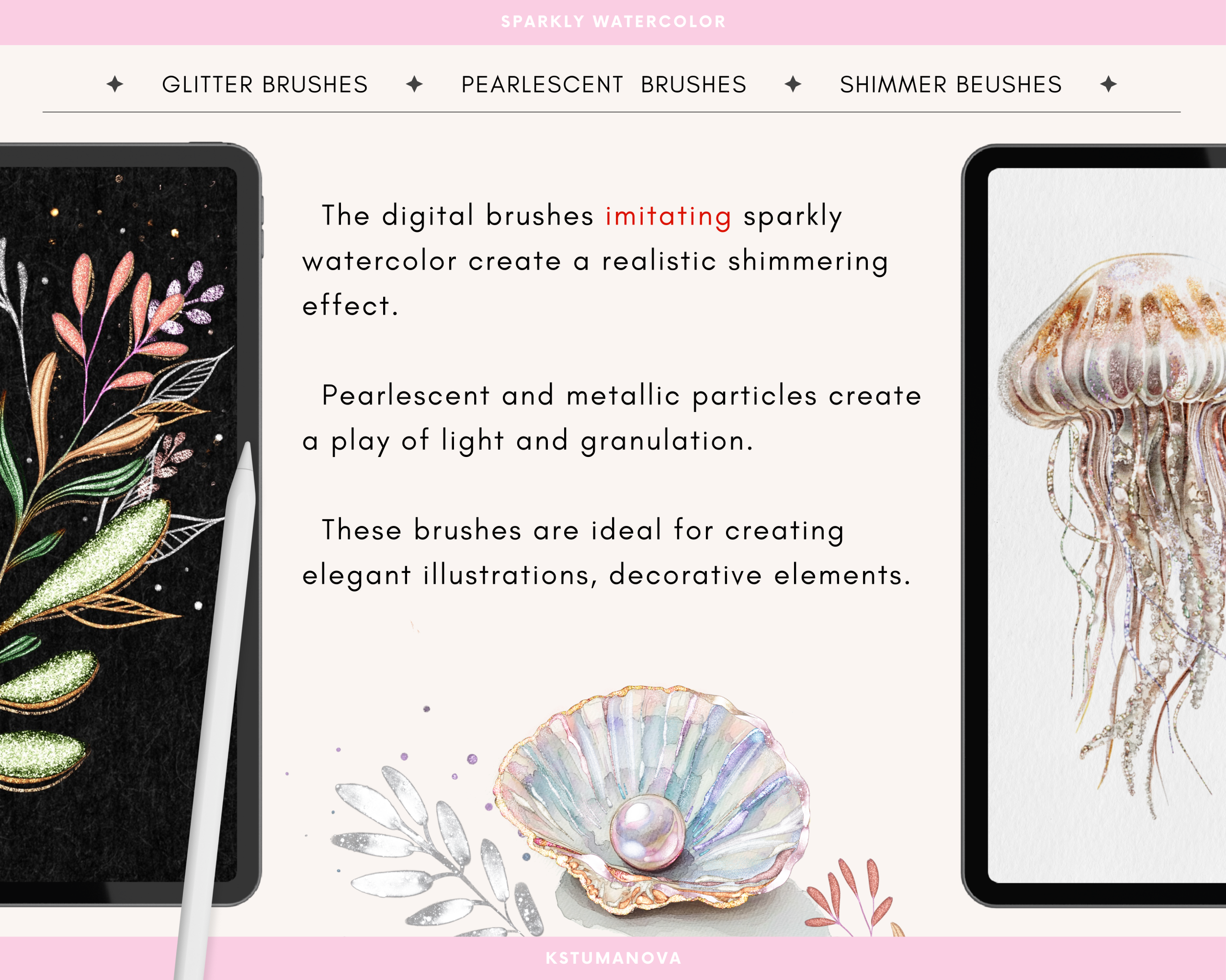 Watercolor sparkly brushes - Image 3