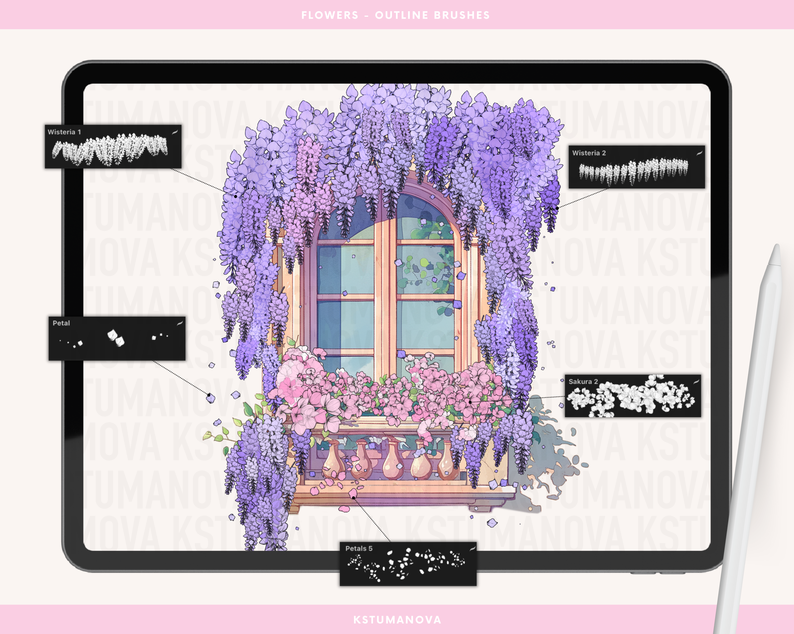 Flowers outline brushes - Image 2