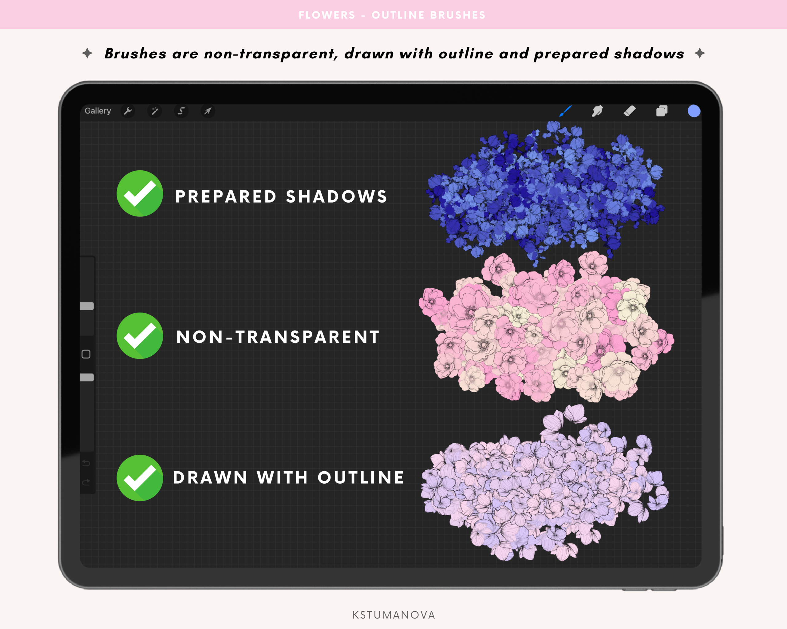 Flowers outline brushes - Image 3