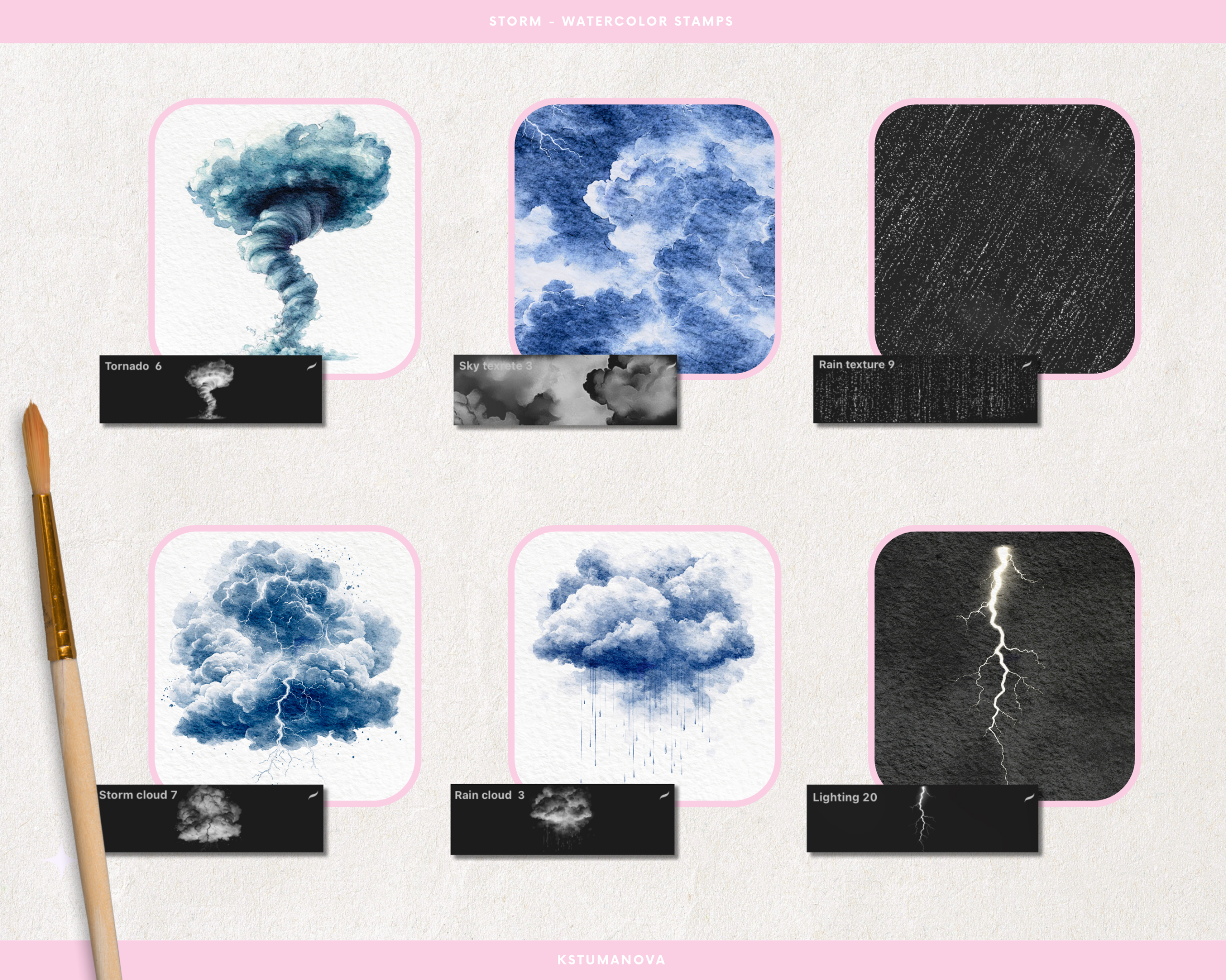 Watercolor storm stamps - Image 2
