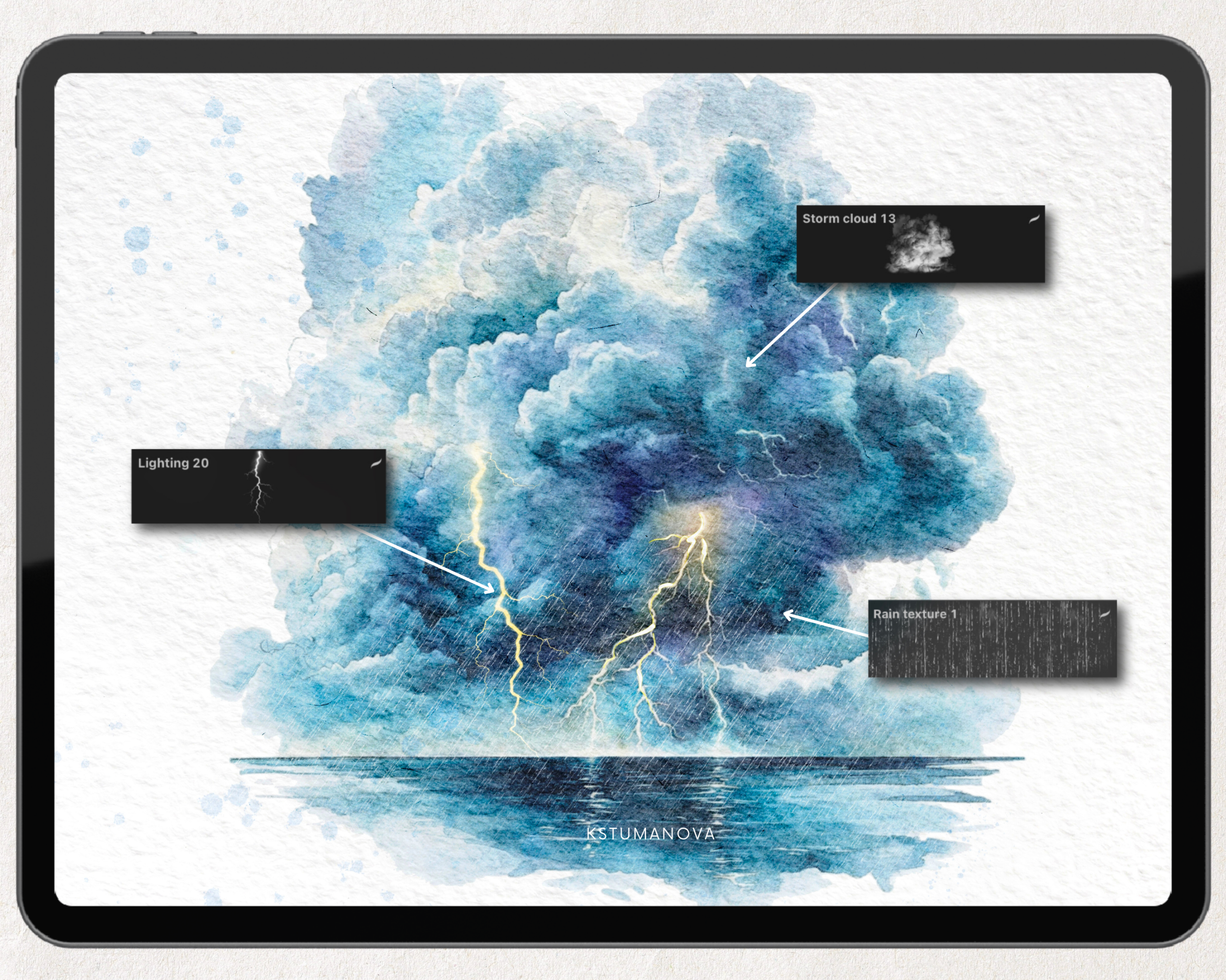 Watercolor storm stamps - Image 4